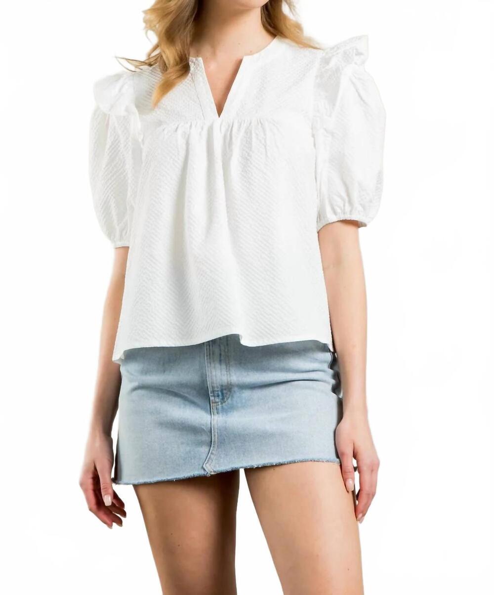 NEW THML puff sleeve blouse in white
